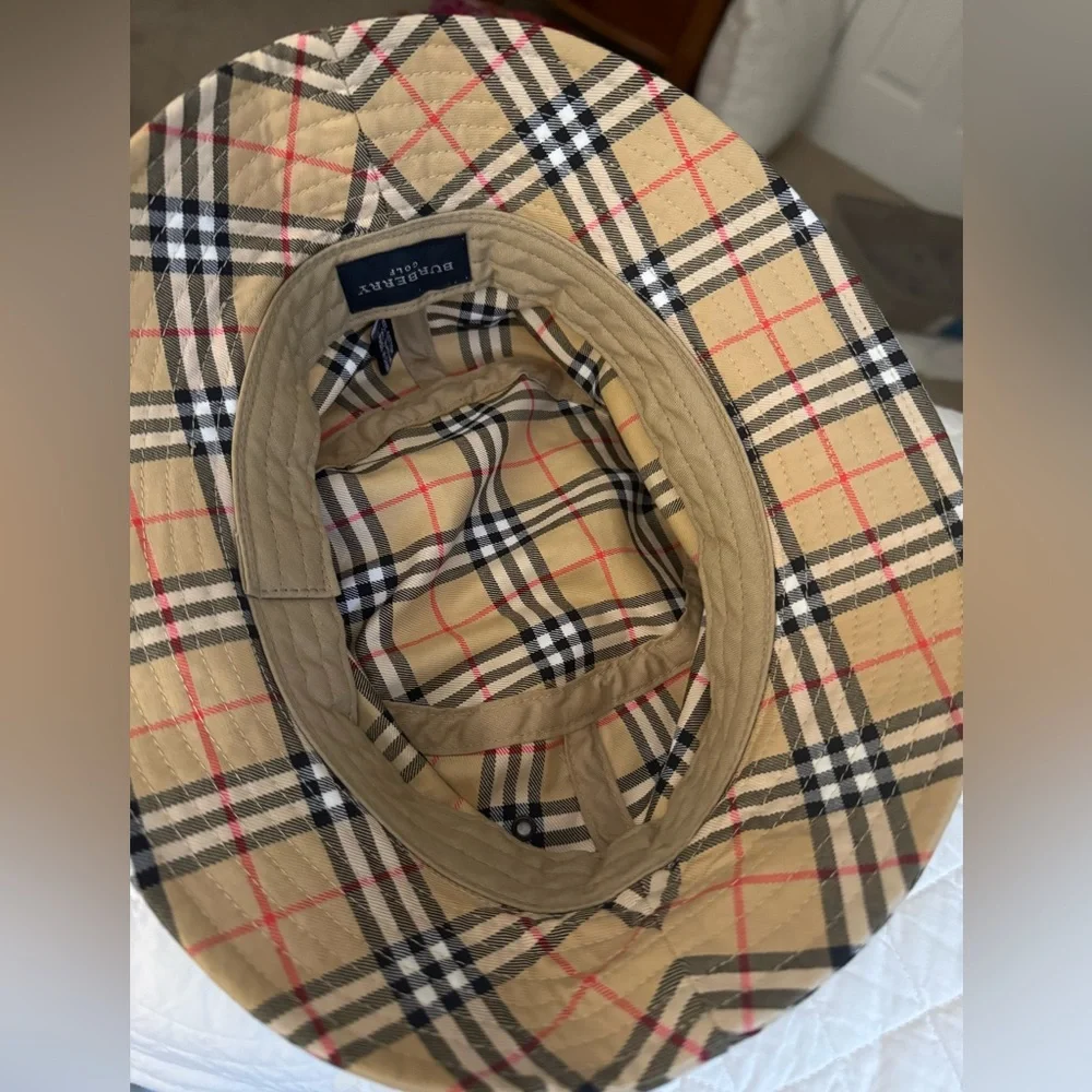 Burberry Tan and Black Check Bucket Hat - Picture 2 of 7